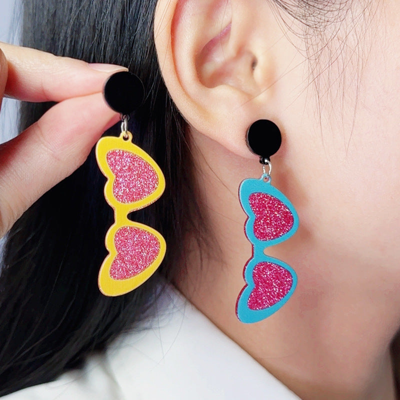 Wholesale Valentine's Day love sunglasses women's earrings autumn and winter earrings simple personality acrylic suit earrings
